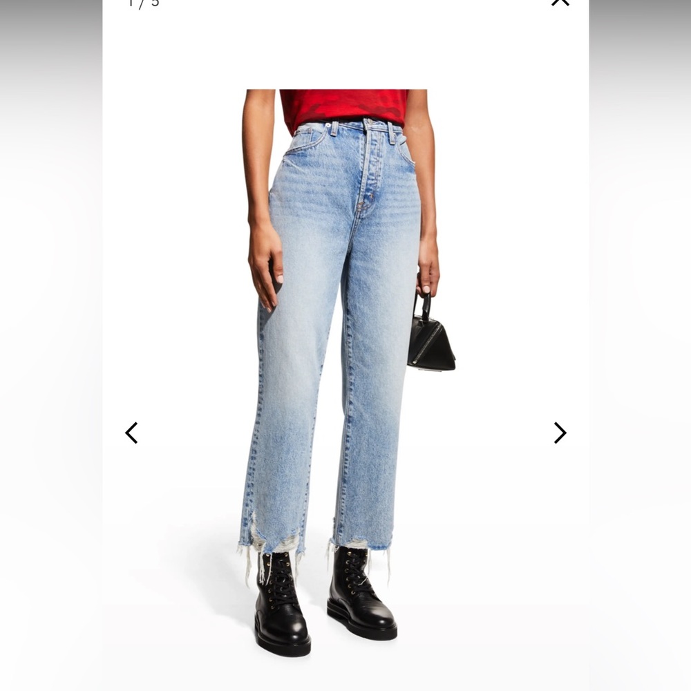 Pistola Raw Hem High Rise Cropped Jeans